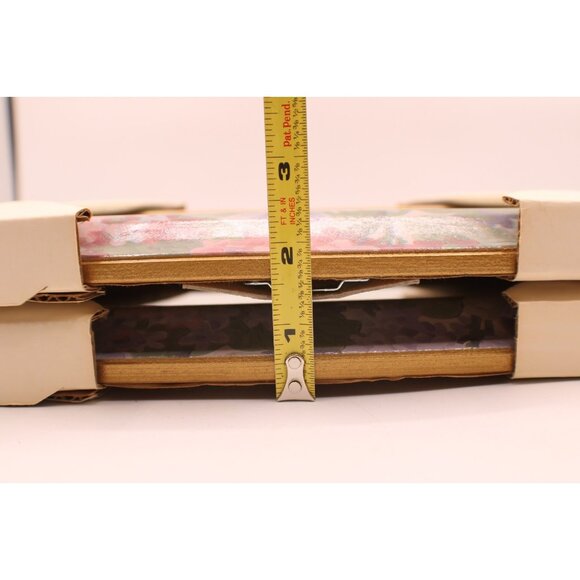 2 Floral Gold Framed Mirrors Wall Hanging Rectangular Decor Pastels NEW 13x8" - Picture 13 of 13